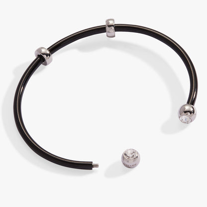 Alex and Ani Bezel Stone Enamel Cuff, Black