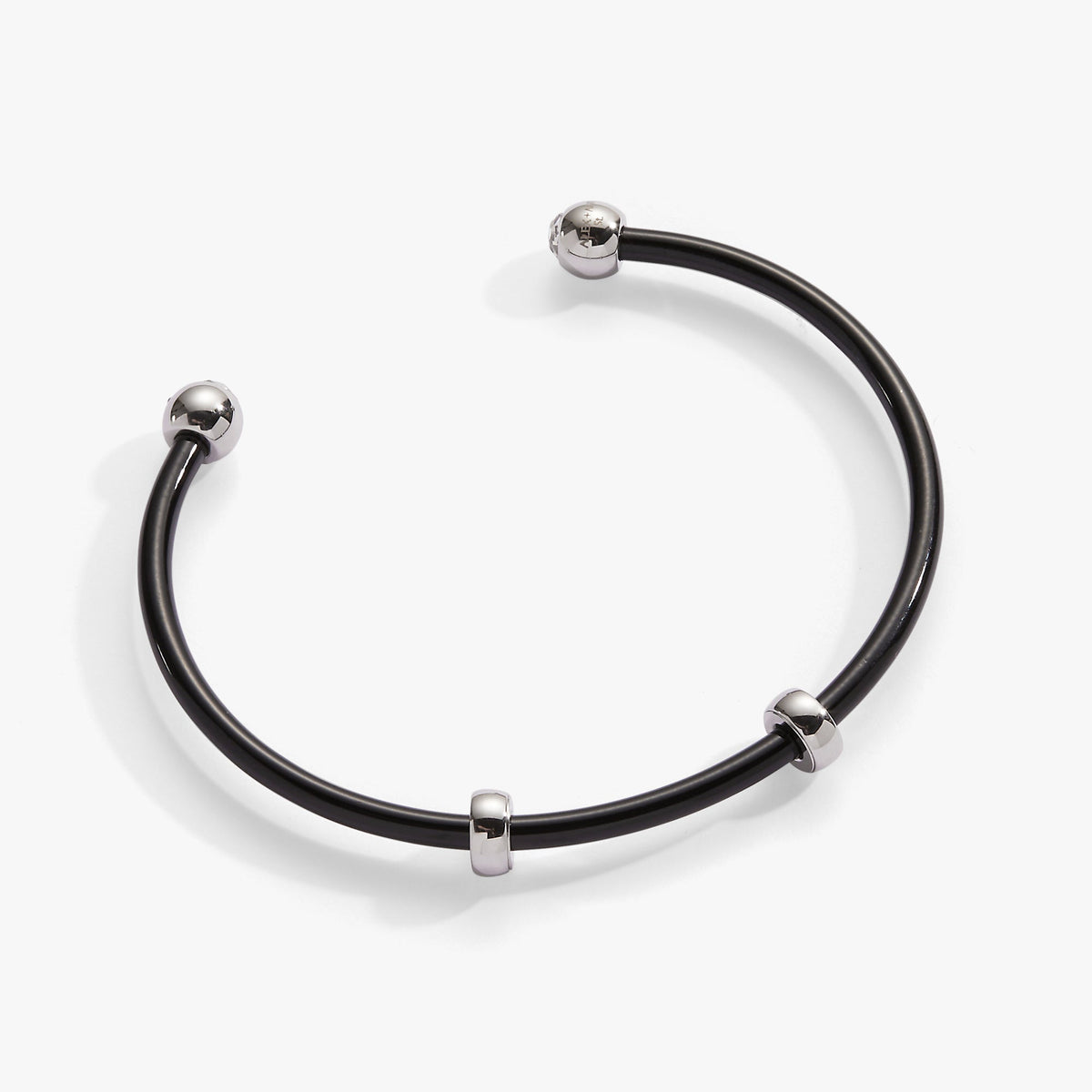 Alex and Ani Bezel Stone Enamel Cuff, Black