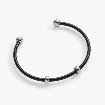 Alex and Ani Bezel Stone Enamel Cuff, Black