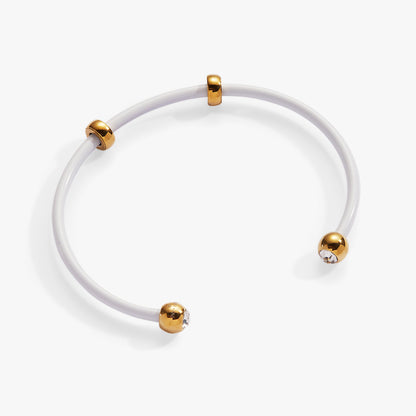 Alex and Ani Bezel Stone Enamel Cuff, White