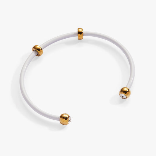 Alex and Ani Bezel Stone Enamel Cuff, White