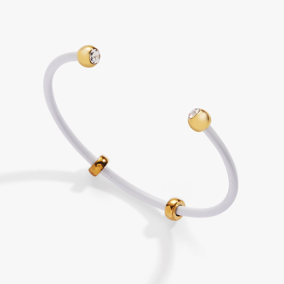 Alex and Ani Bezel Stone Enamel Cuff, White