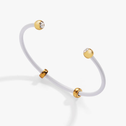 Alex and Ani Bezel Stone Enamel Cuff, White