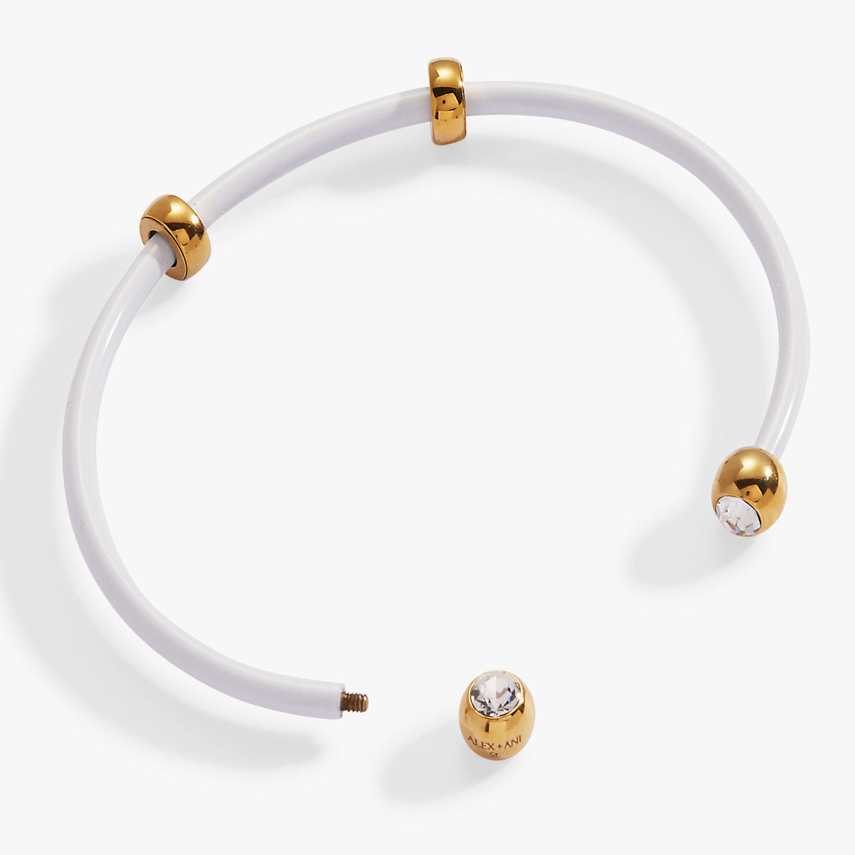 Alex and Ani Bezel Stone Enamel Cuff, White