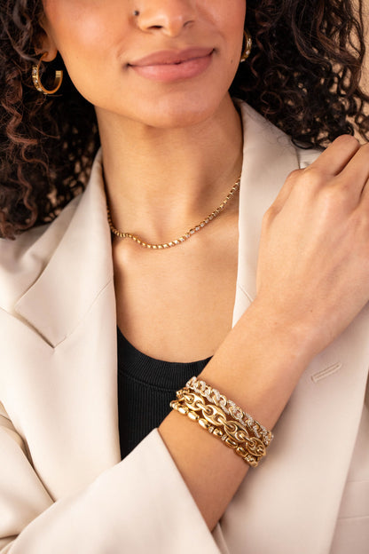 Alex and Ani Pave Curb Chain Stretch Bracelet