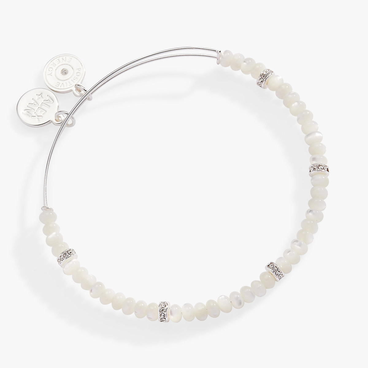 Alex and Ani White Semi-Precious Rondelle Beaded Bangle